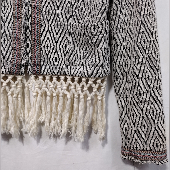 Miss Me Western Boho Fringe Jacket Womens S Tan Black Geometric Retro 90s - Picture 6 of 12